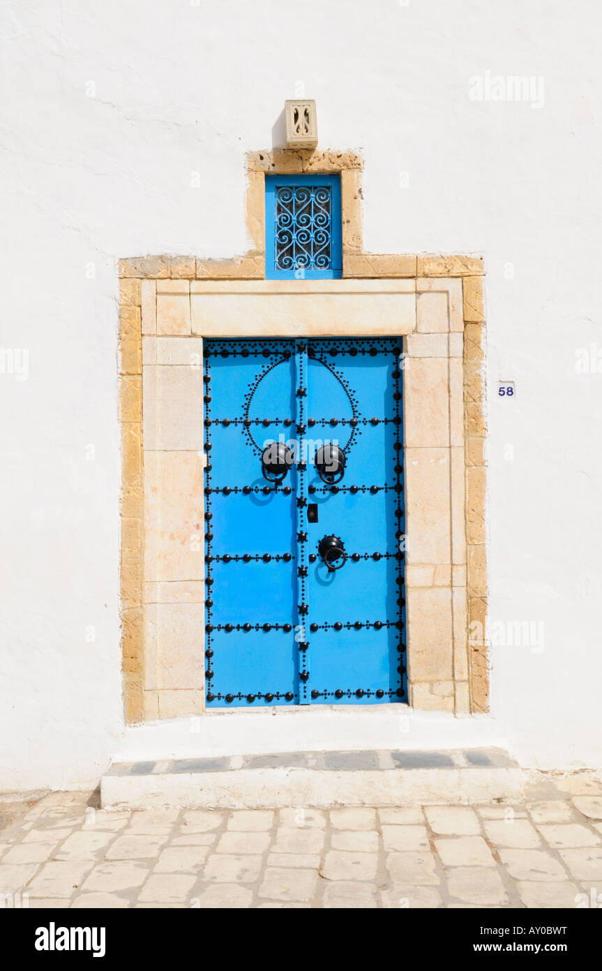 Porte Bleue, Sidi Bou Saïd, Tunisie Banque D'Images