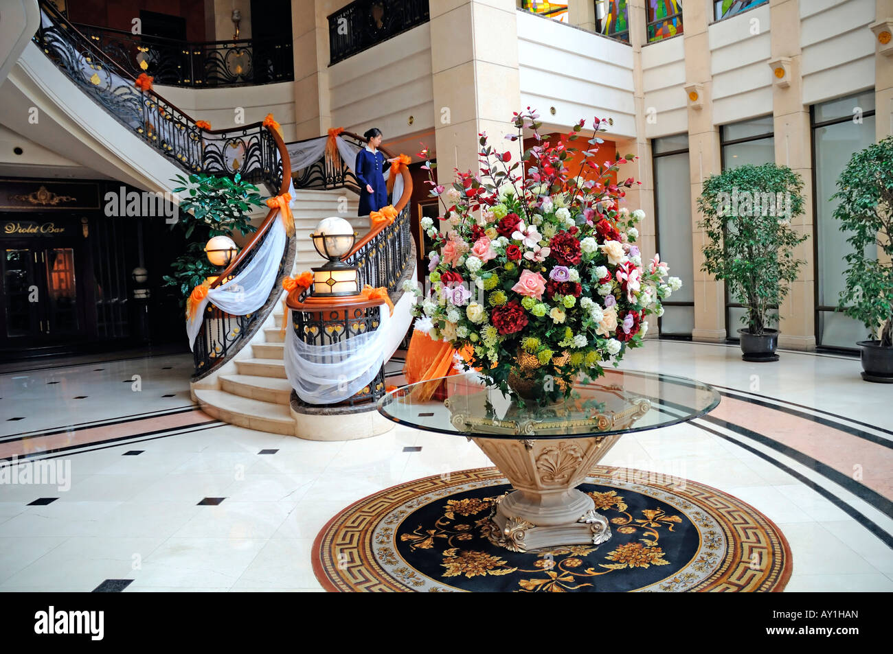 Hall d'Anting Villa Hotel, Shanghai. C'est un hôtel dans la Concession française de Shanghai, Chine. Banque D'Images