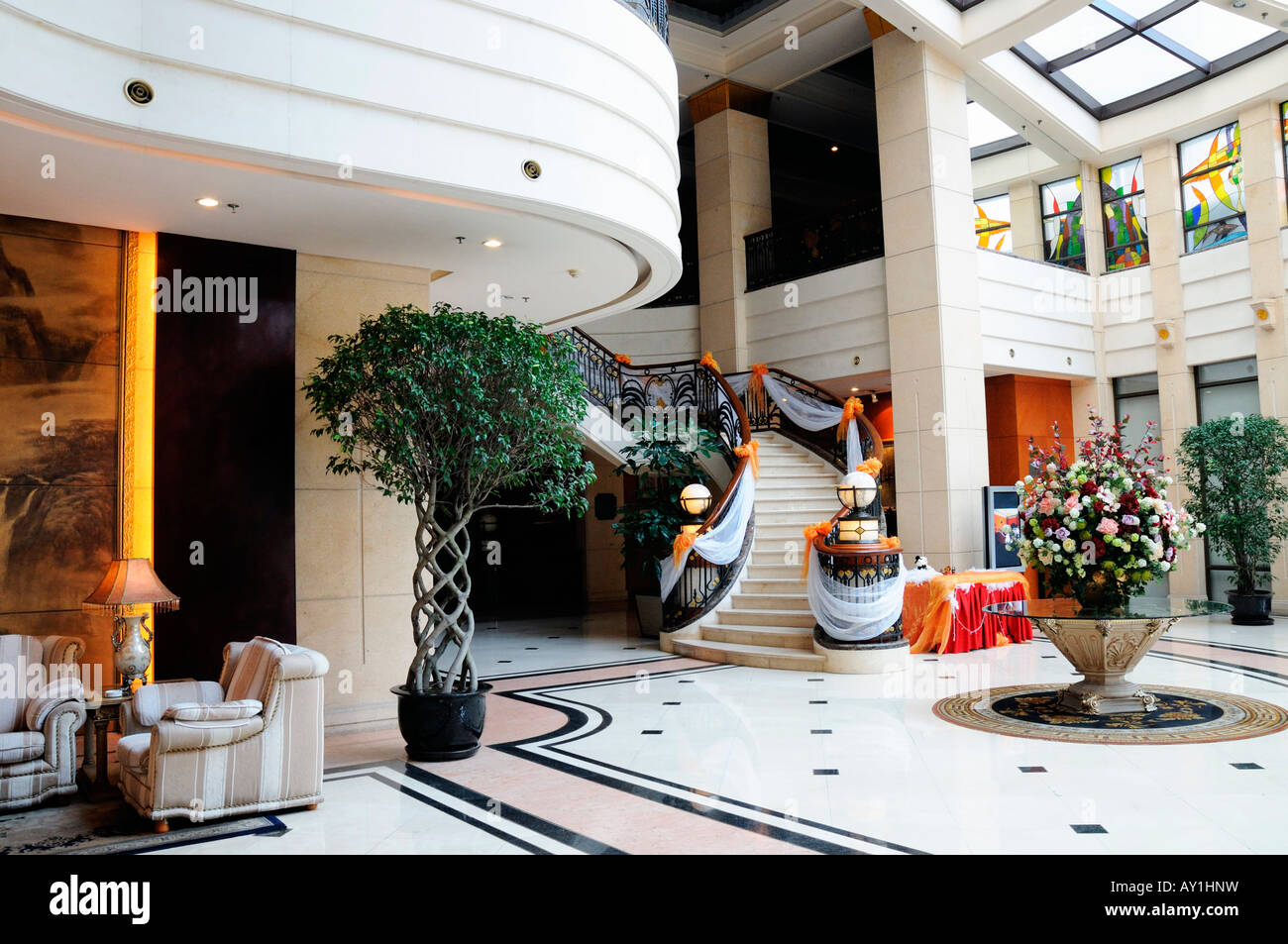 Hall d'Anting Villa Hotel, Shanghai. C'est un hôtel dans la Concession française de Shanghai, Chine. Banque D'Images