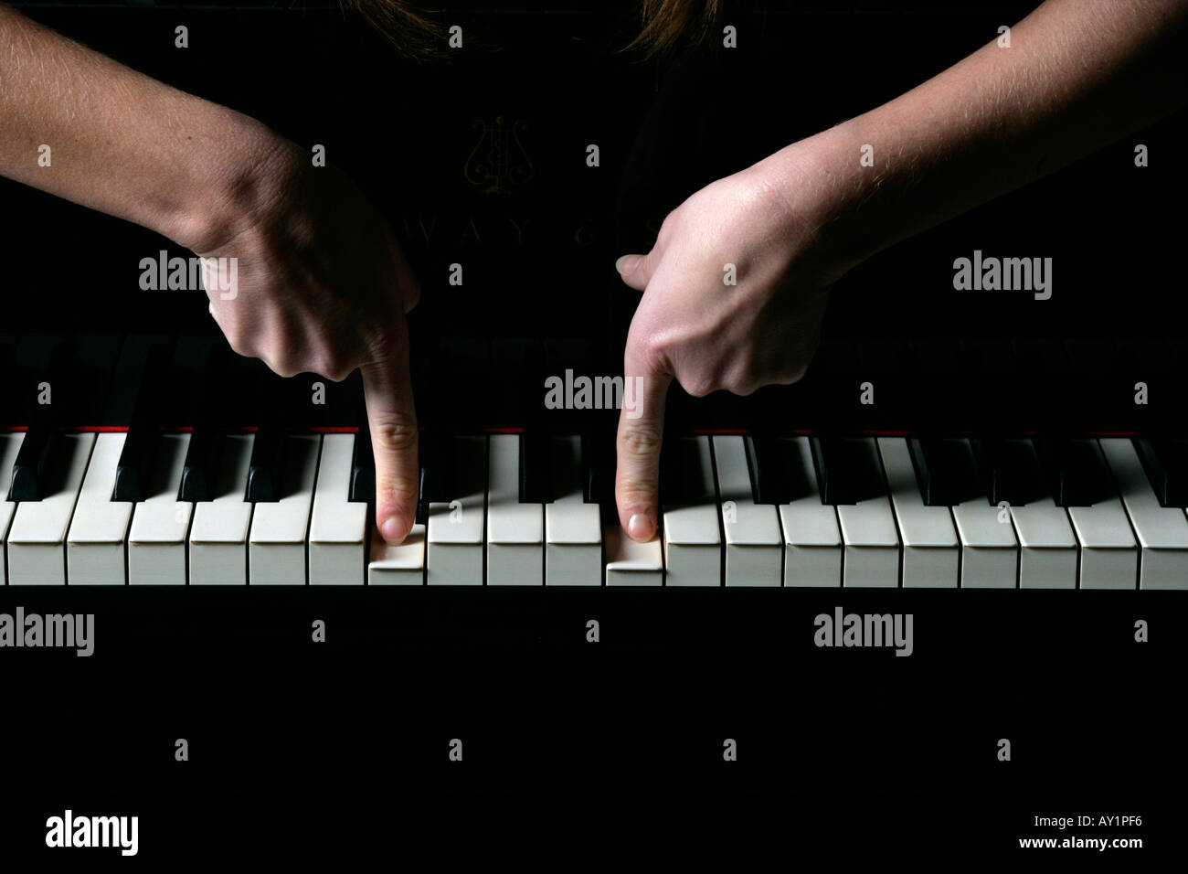 Deux doigts sur un clavier de piano. jouer le bon morceau jouer ensemble  duo deux touchent une corde sensible Photo Stock - Alamy