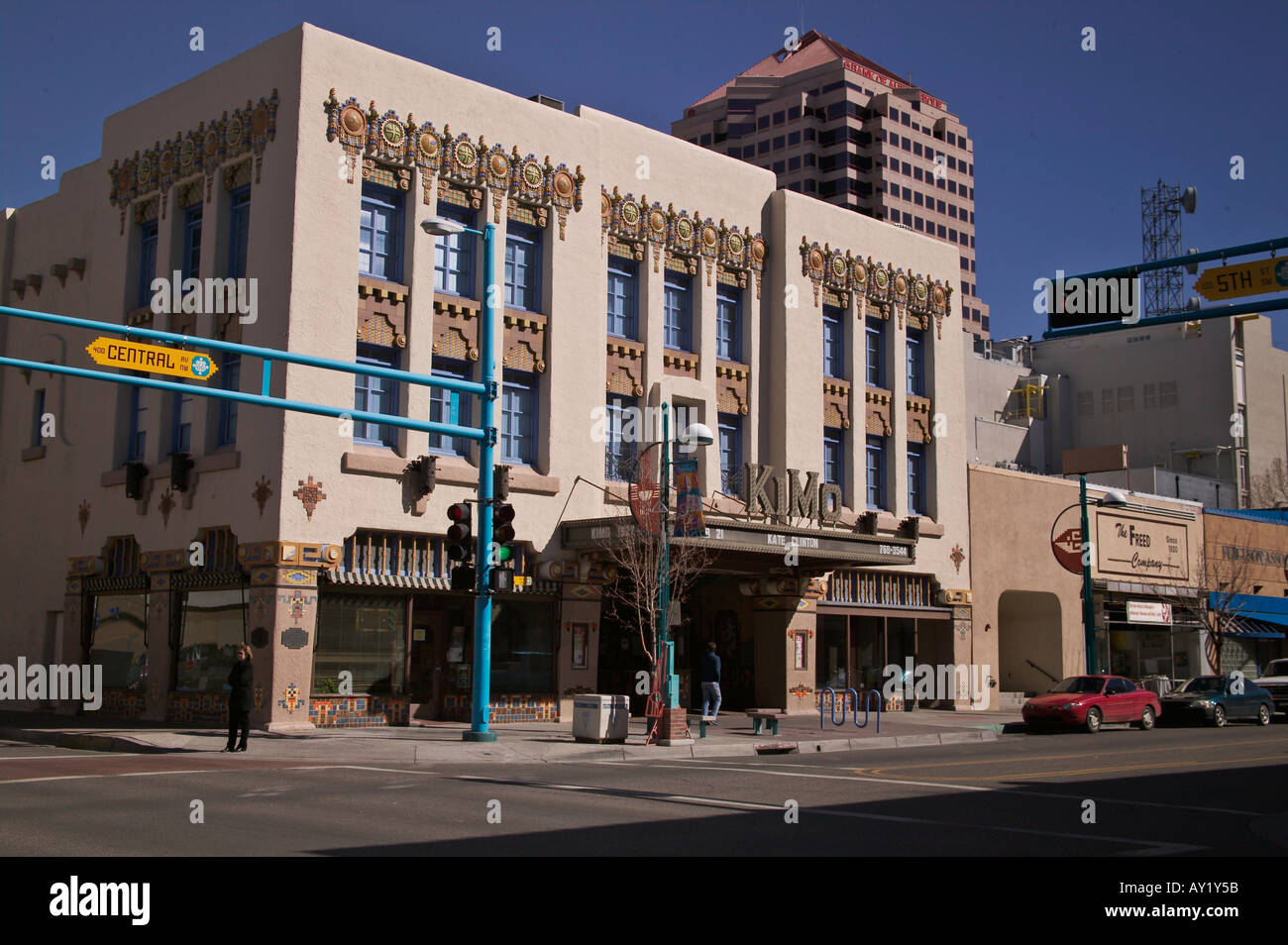 KiMo Theatre vers 1927 Pueblo Deco Photo Palace Albuquerque au Nouveau Mexique sur l'historique Route 66 Banque D'Images