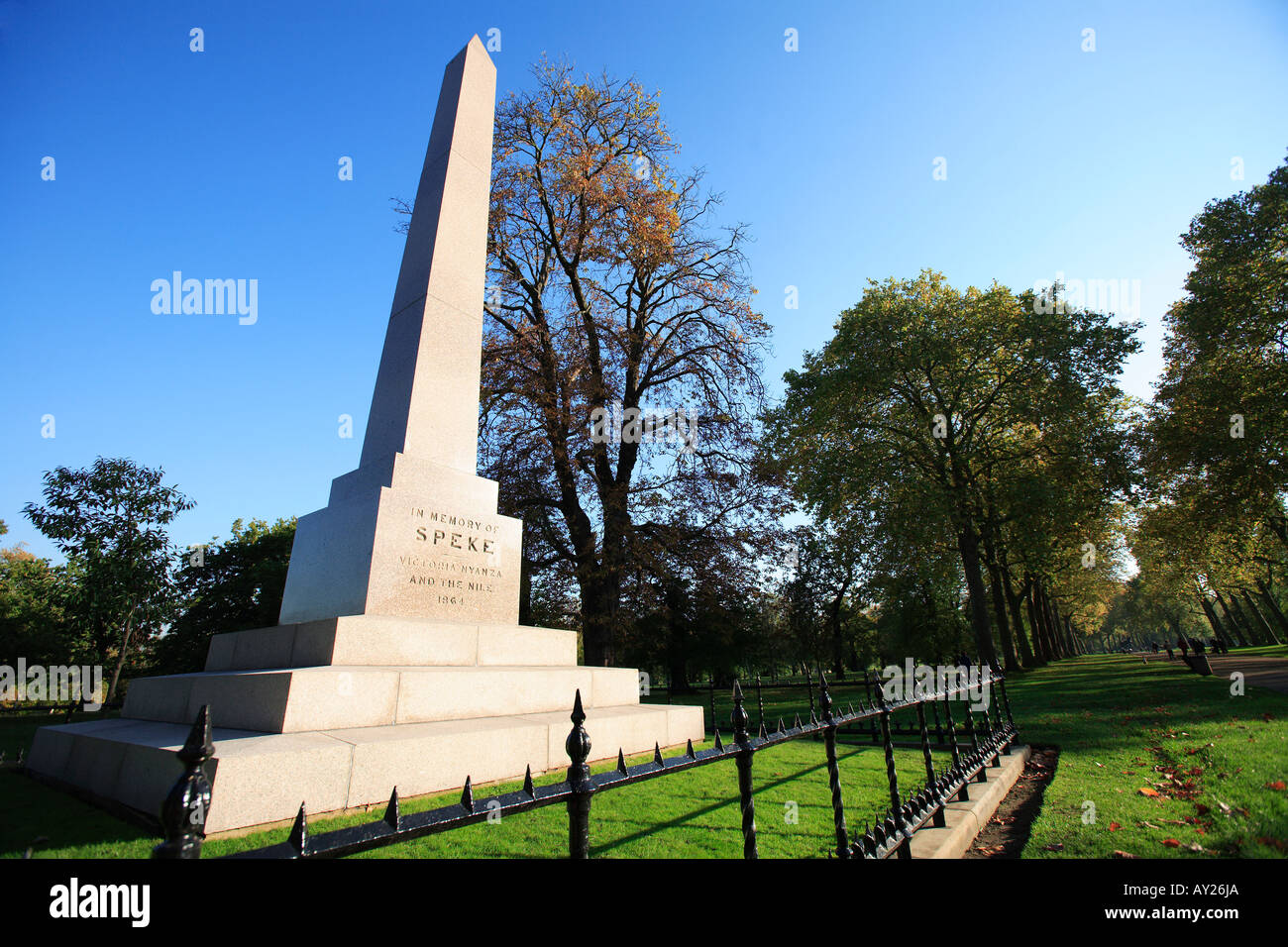 UNITED KINGDOM LONDON KENSINGTON GARDENS PARK MONUMENT DE SPEKE Banque D'Images