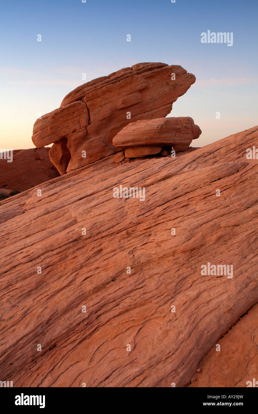 Formations rocheuses dans le parc Vallée de Feu, Nevada, USA Mohave Desert Banque D'Images