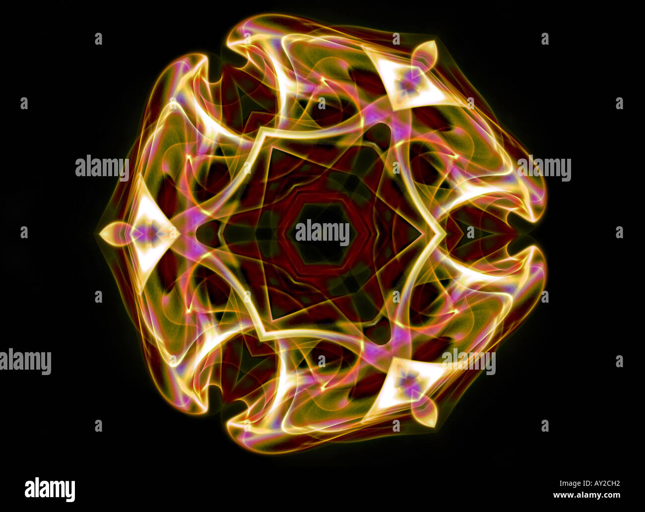 Kaléidoscope kaléidoscope arty art design pattern structure formulaire motif floral couleur couleur horizontal noir détail gothique illu Banque D'Images