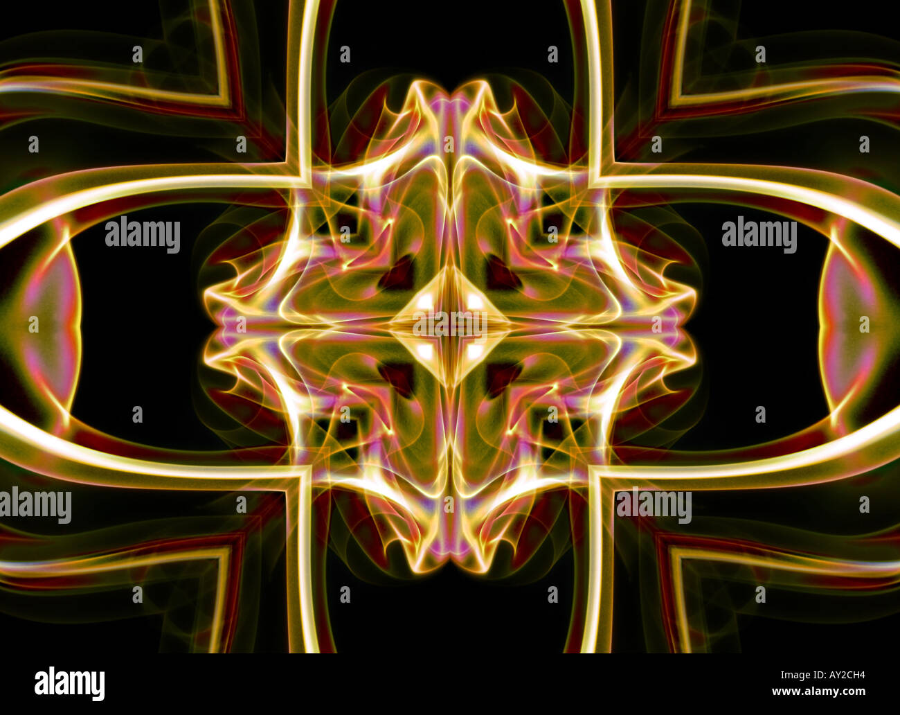 Kaléidoscope kaléidoscope arty art design pattern structure formulaire motif floral couleur couleur horizontal noir détail gothique illu Banque D'Images