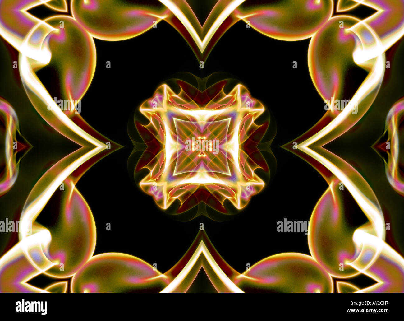 Kaléidoscope kaléidoscope arty art design pattern structure formulaire motif floral couleur couleur horizontal noir détail gothique illu Banque D'Images