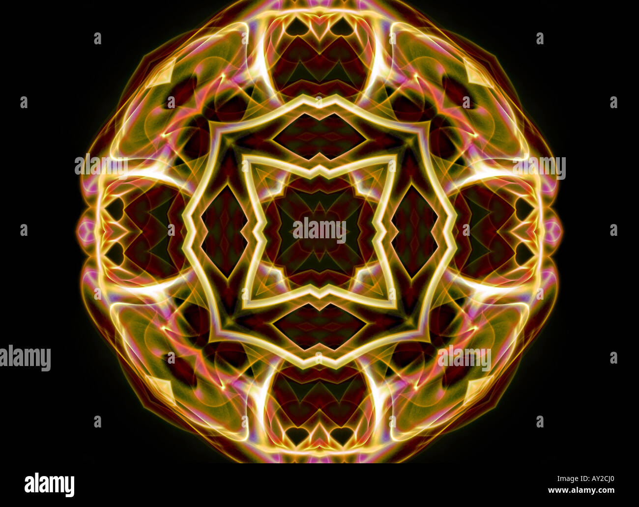 Kaléidoscope kaléidoscope arty art design pattern structure formulaire motif floral couleur couleur horizontal noir détail gothique illu Banque D'Images