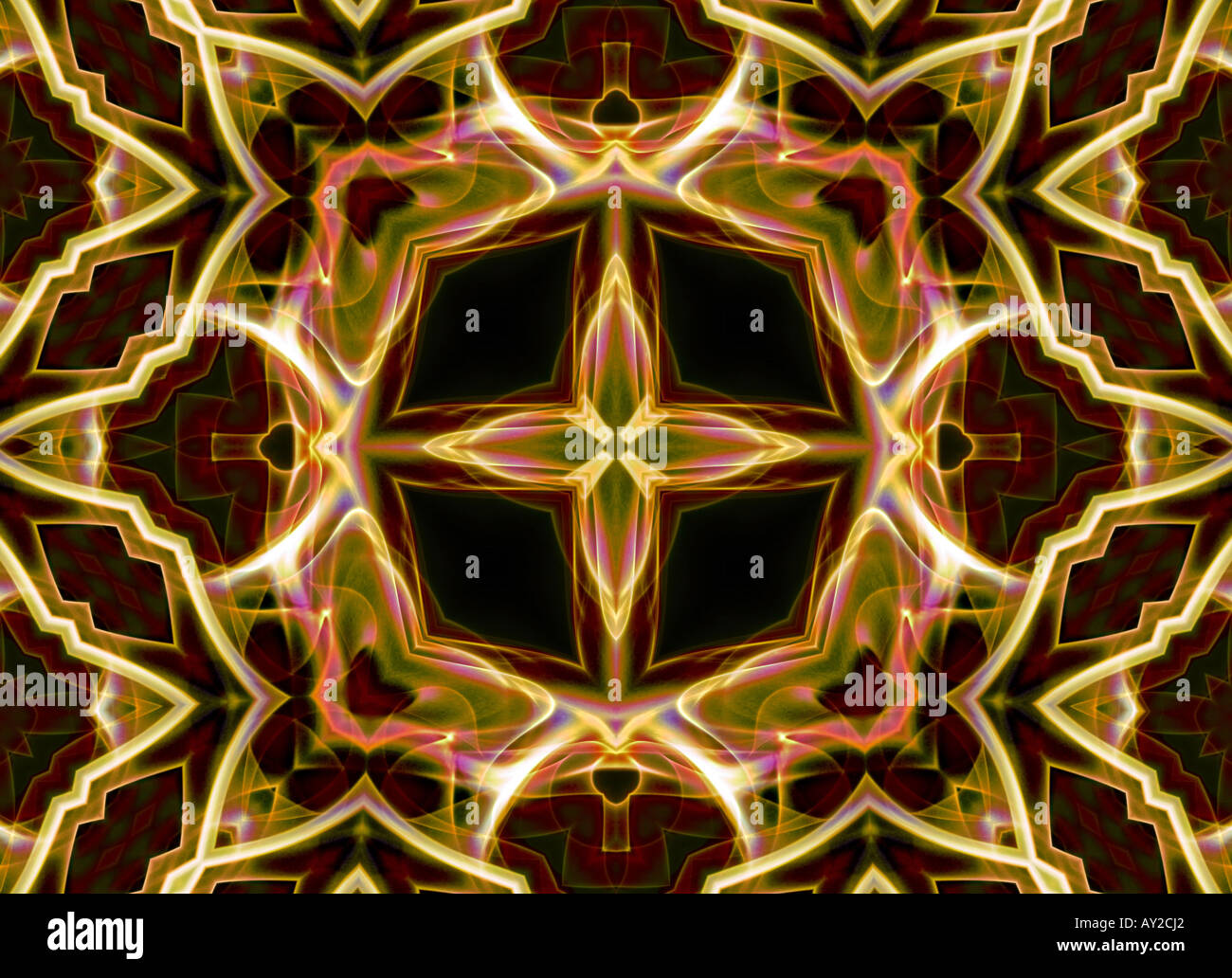 Kaléidoscope kaléidoscope arty art design pattern structure formulaire motif floral couleur couleur horizontal noir détail gothique illu Banque D'Images