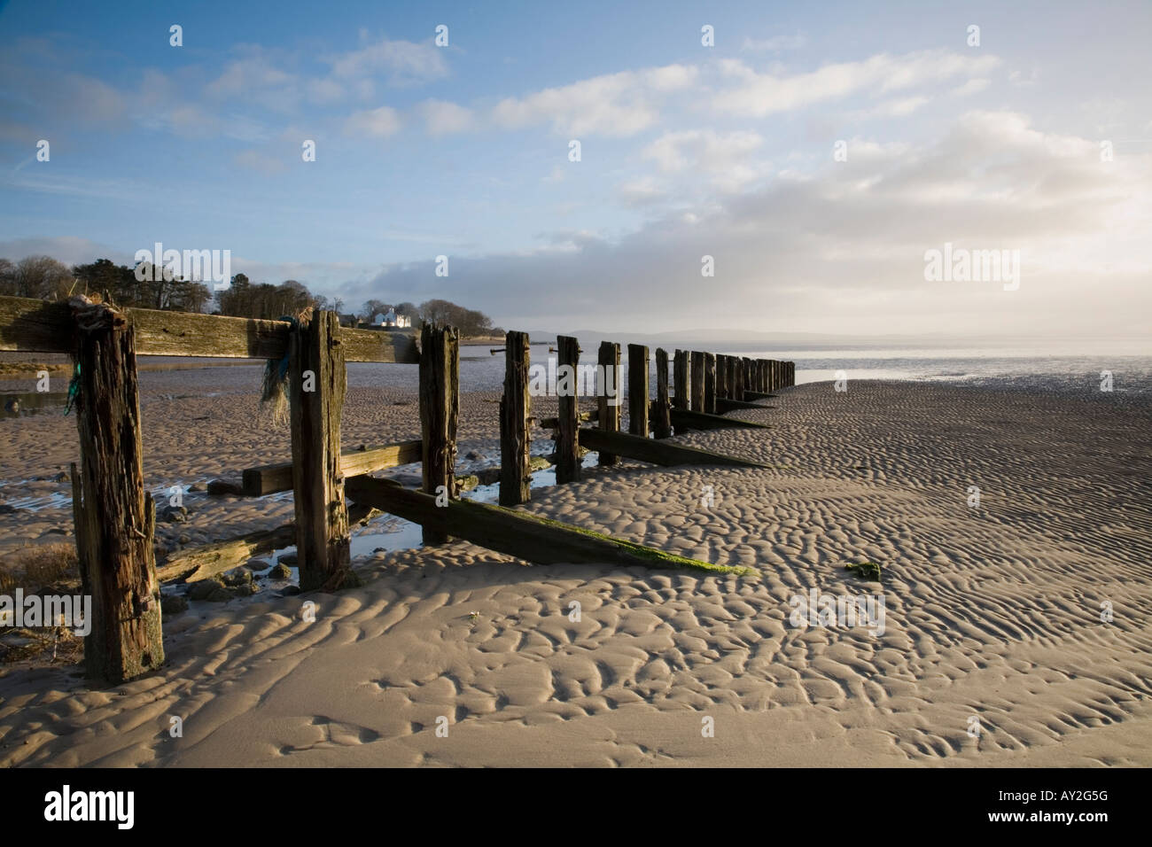 Tôt le matin à Aldingham sur la péninsule de Furness surplombant la baie de Morecambe Banque D'Images