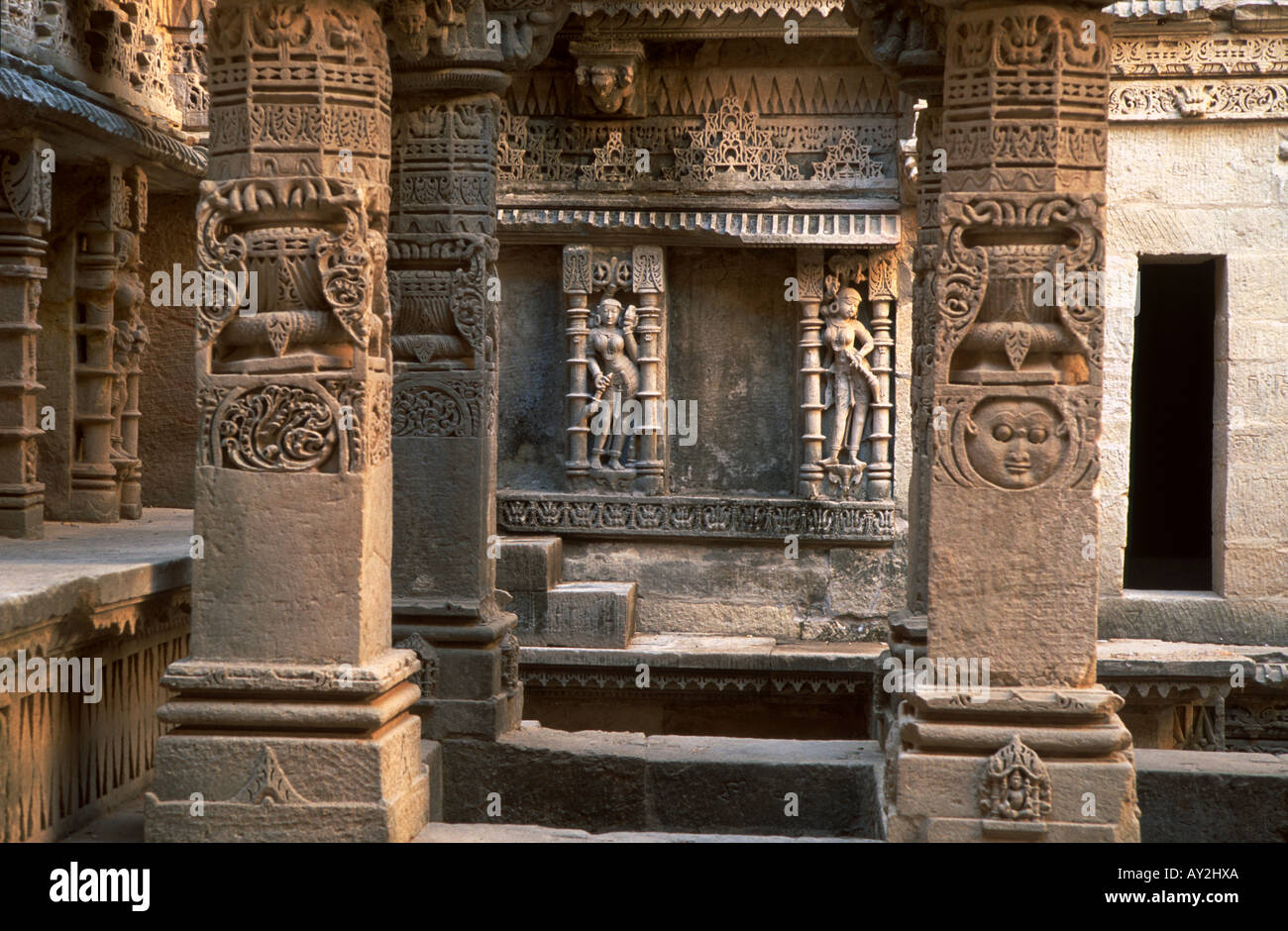 Patan étape puits appelé le Rani ki Vav, Gujarat, Inde. Construit autour de 1050 A.D. Banque D'Images