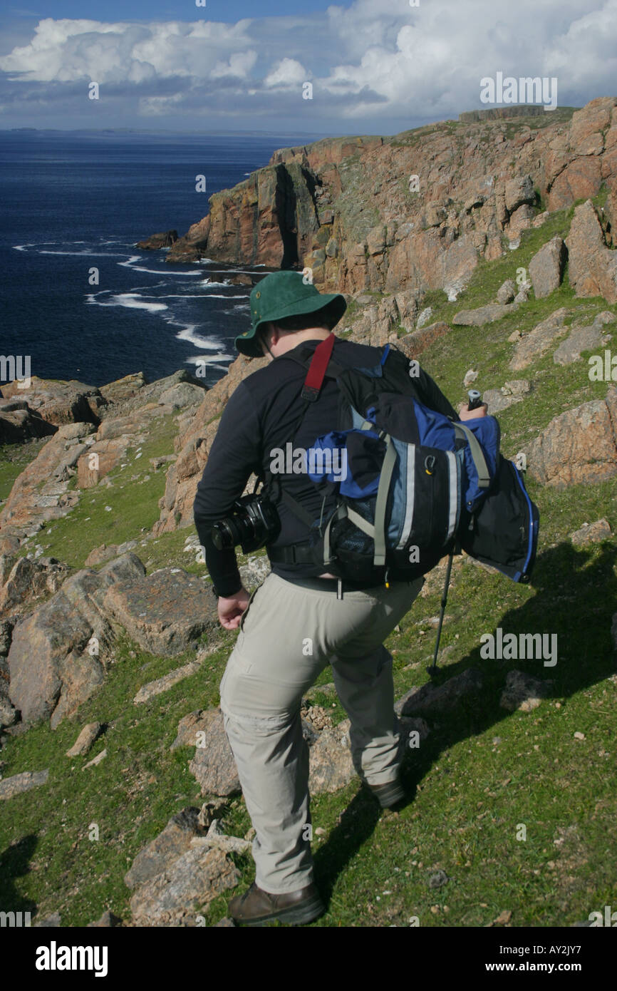L'exploration de l'île de Muckle Roe, Shetland Banque D'Images