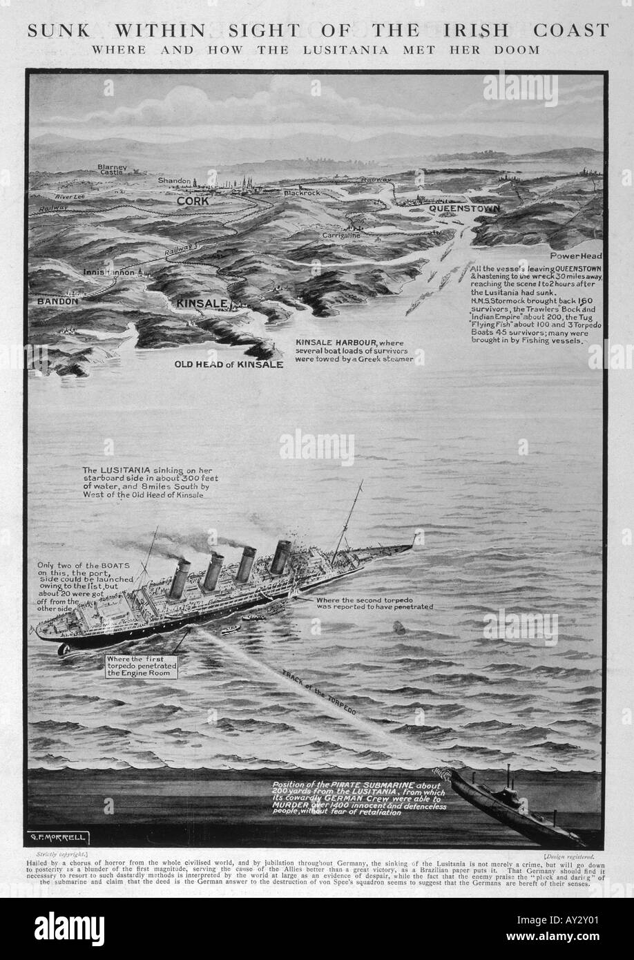Comment Lusitania coulé Banque D'Images