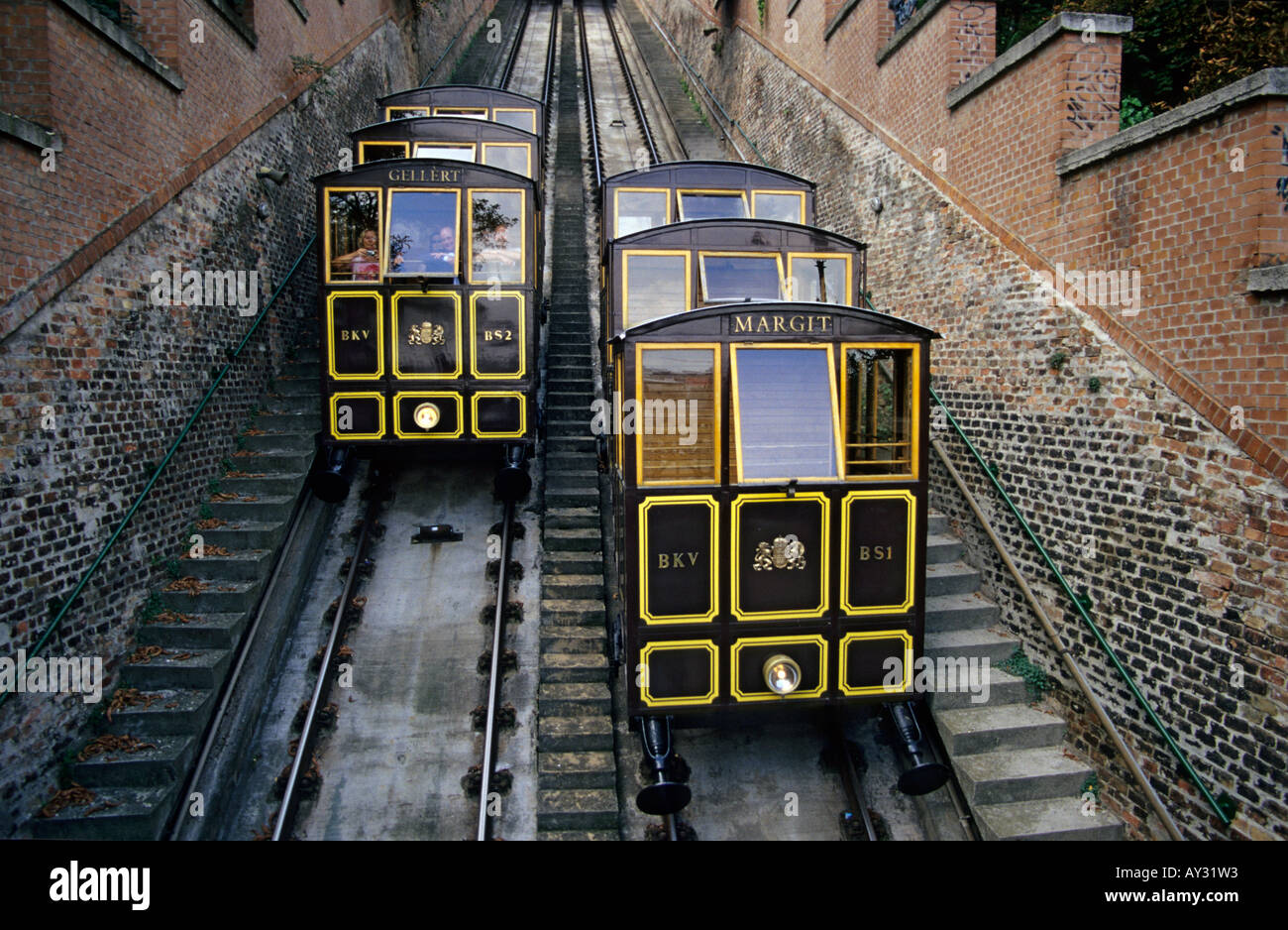 Funiculaire (Budavari Siklo), Budapest (Hongrie) Banque D'Images