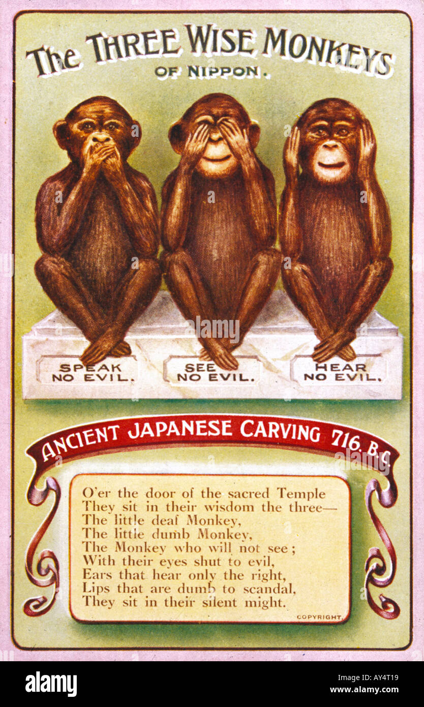 Japonais 3 singes de la sagesse Banque D'Images