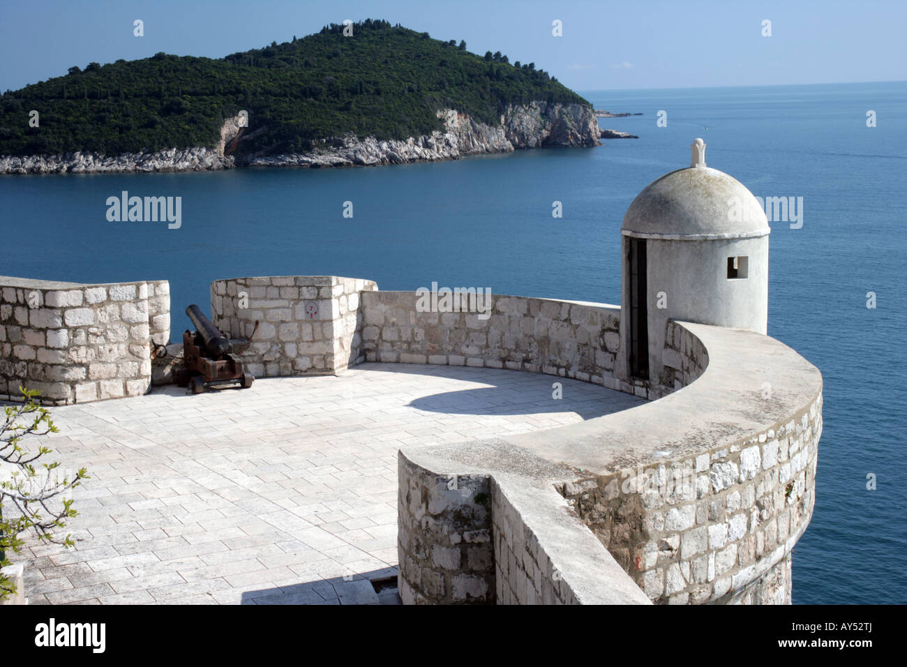 La vieille ville de Dubrovnik et de l'île de Locum Croatie Banque D'Images
