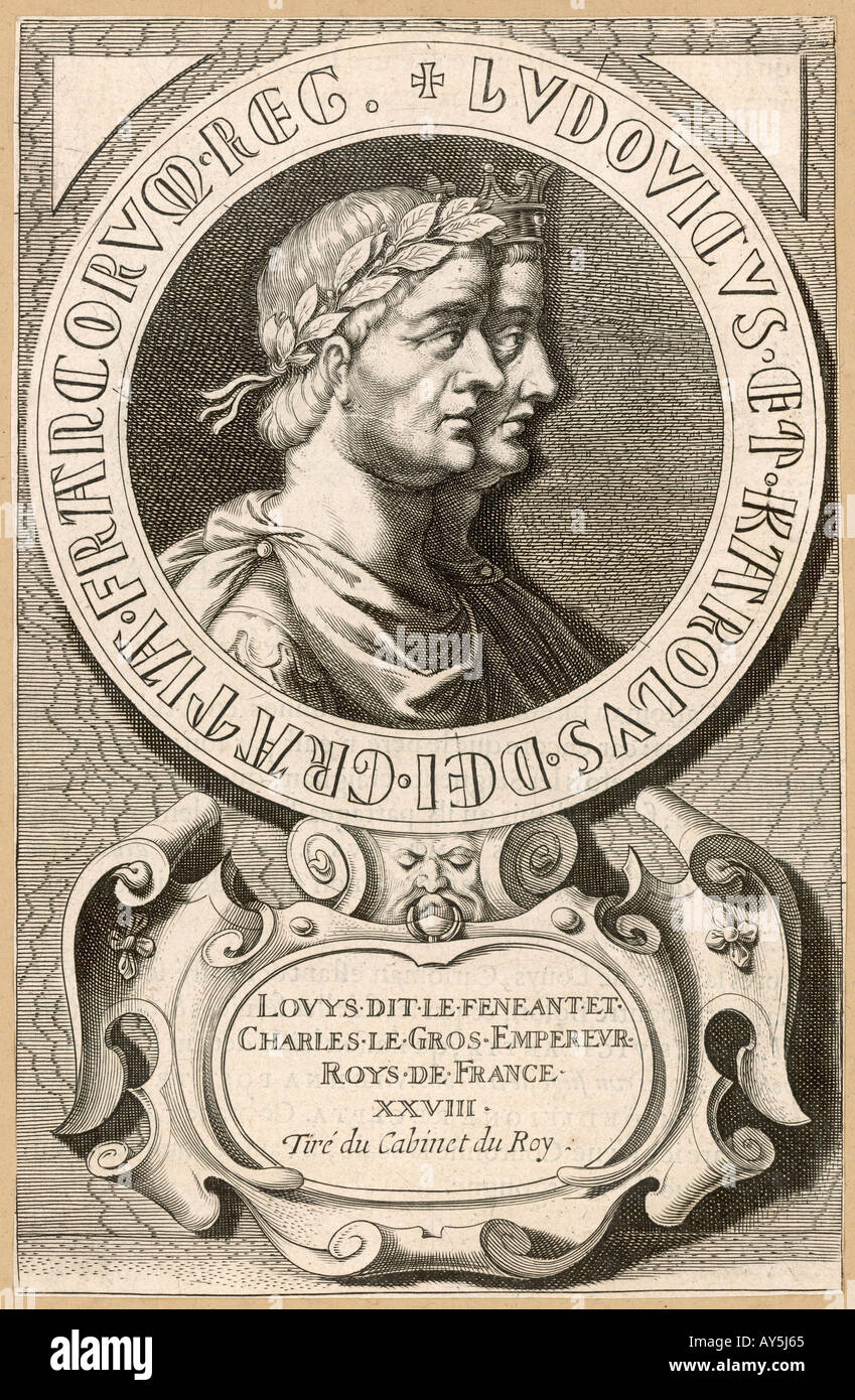 Image français le roi Louis V Empereur Charles le Gros Banque D'Images