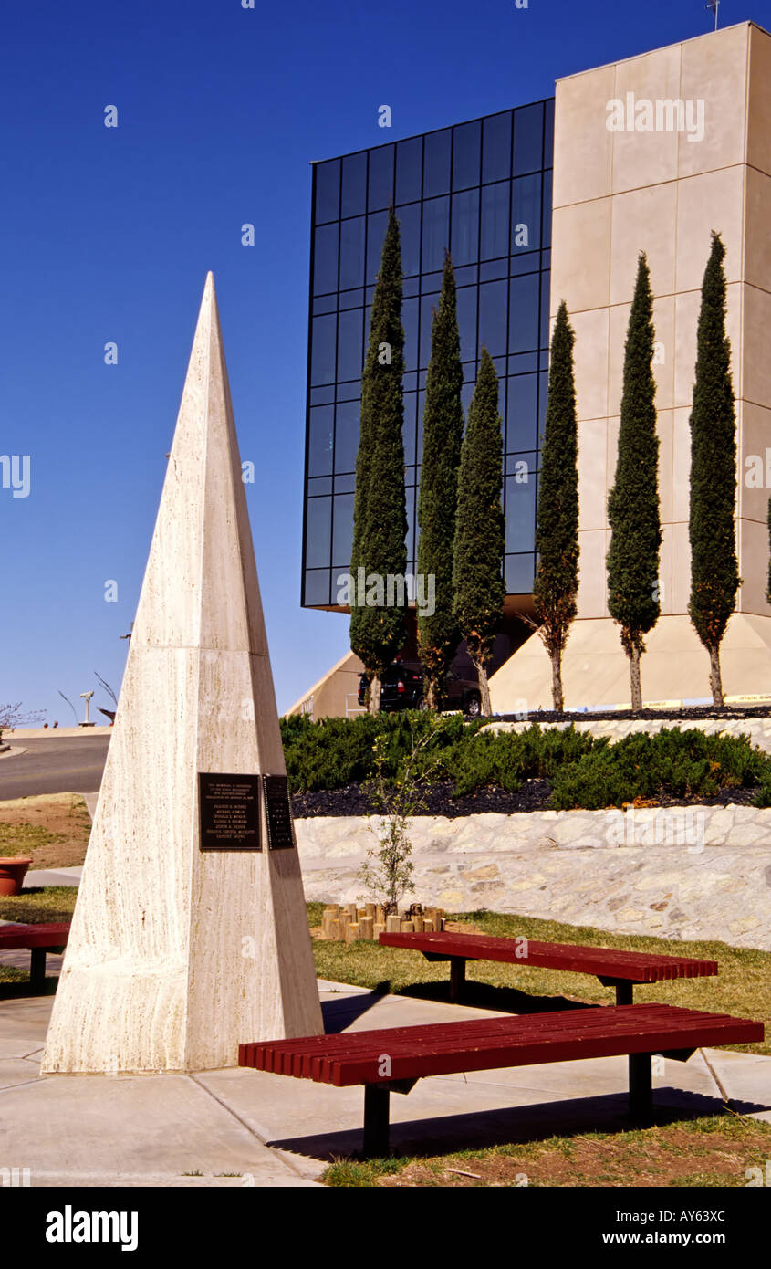 Mémorial à Challenger et les astronautes de la navette spatiale Columbia, de l'International Space Hall of Fame à Alamogordo, Nouveau Mexique. Banque D'Images
