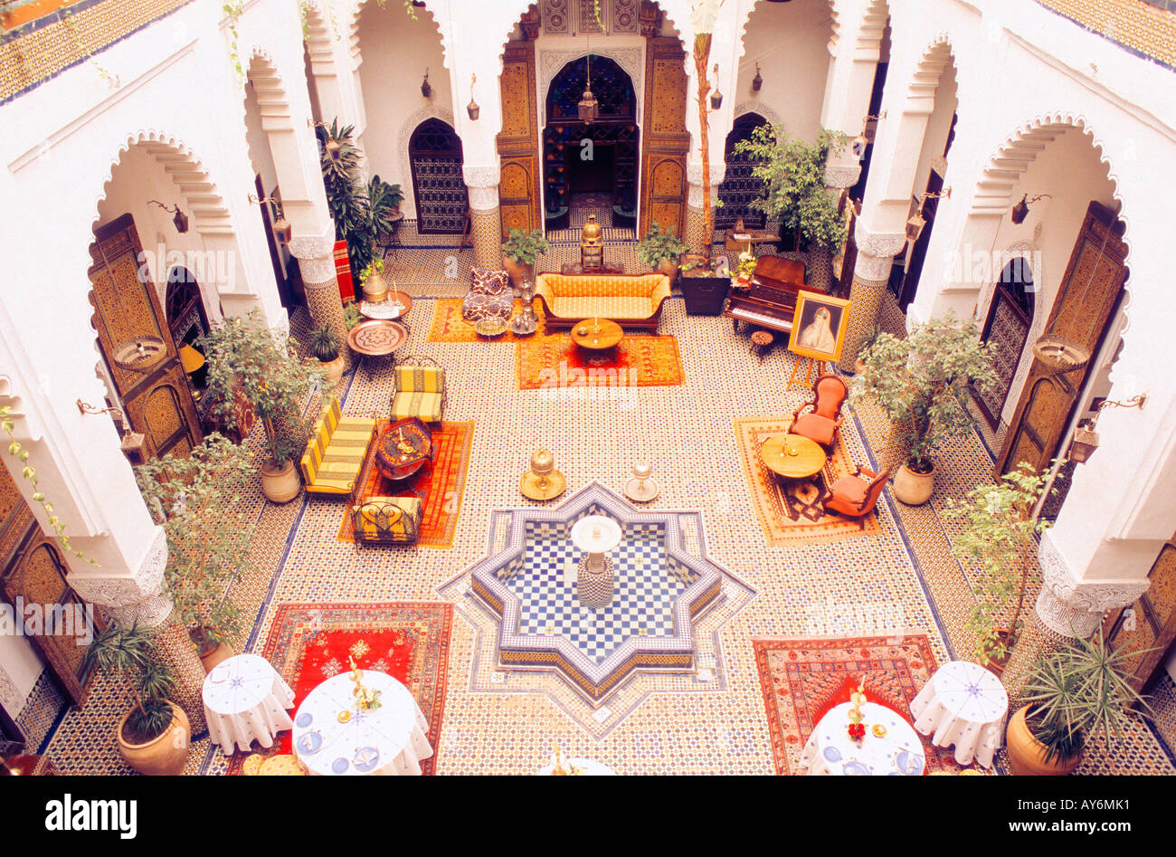 Le Moyen Atlas Maroc Fès El Bali Medina Riad El Ghalia Banque D'Images