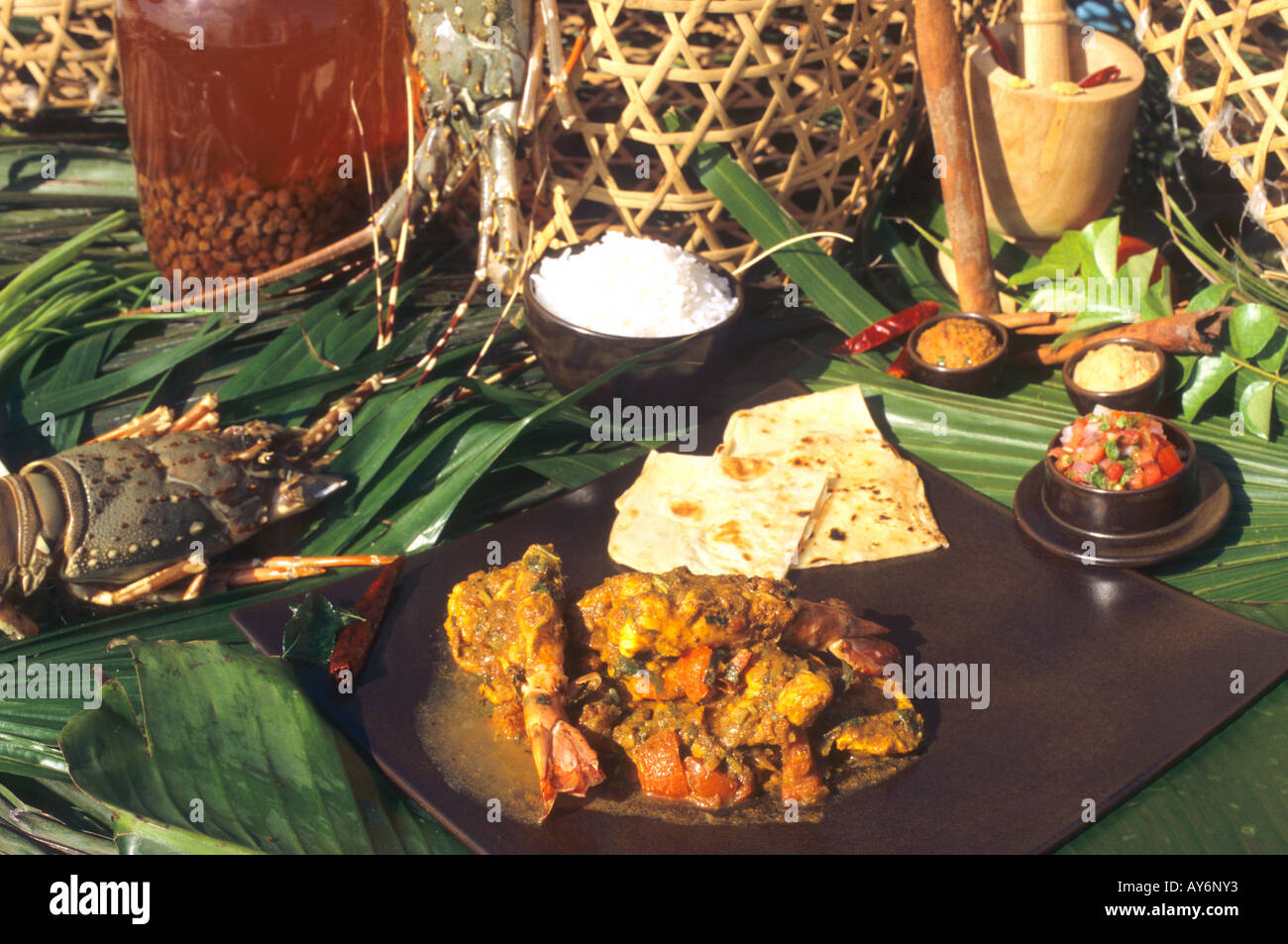 Gastronomie, Curry et fruits de mer Banque D'Images