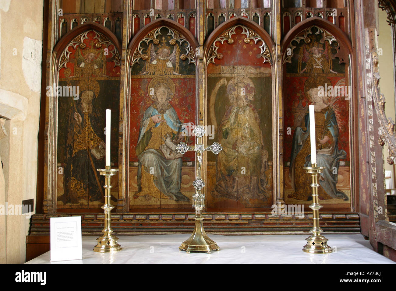 UK Norfolk Broads Ranworth autel de l'église et de l'écran Banque D'Images