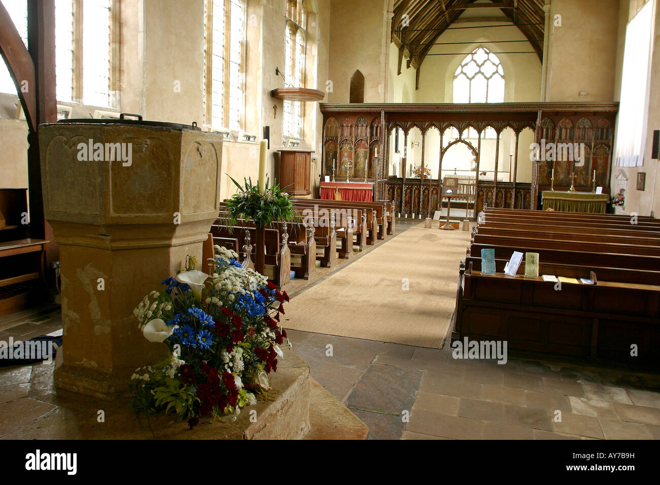 UK Norfolk Broads Ranworth intérieur de l'église Banque D'Images