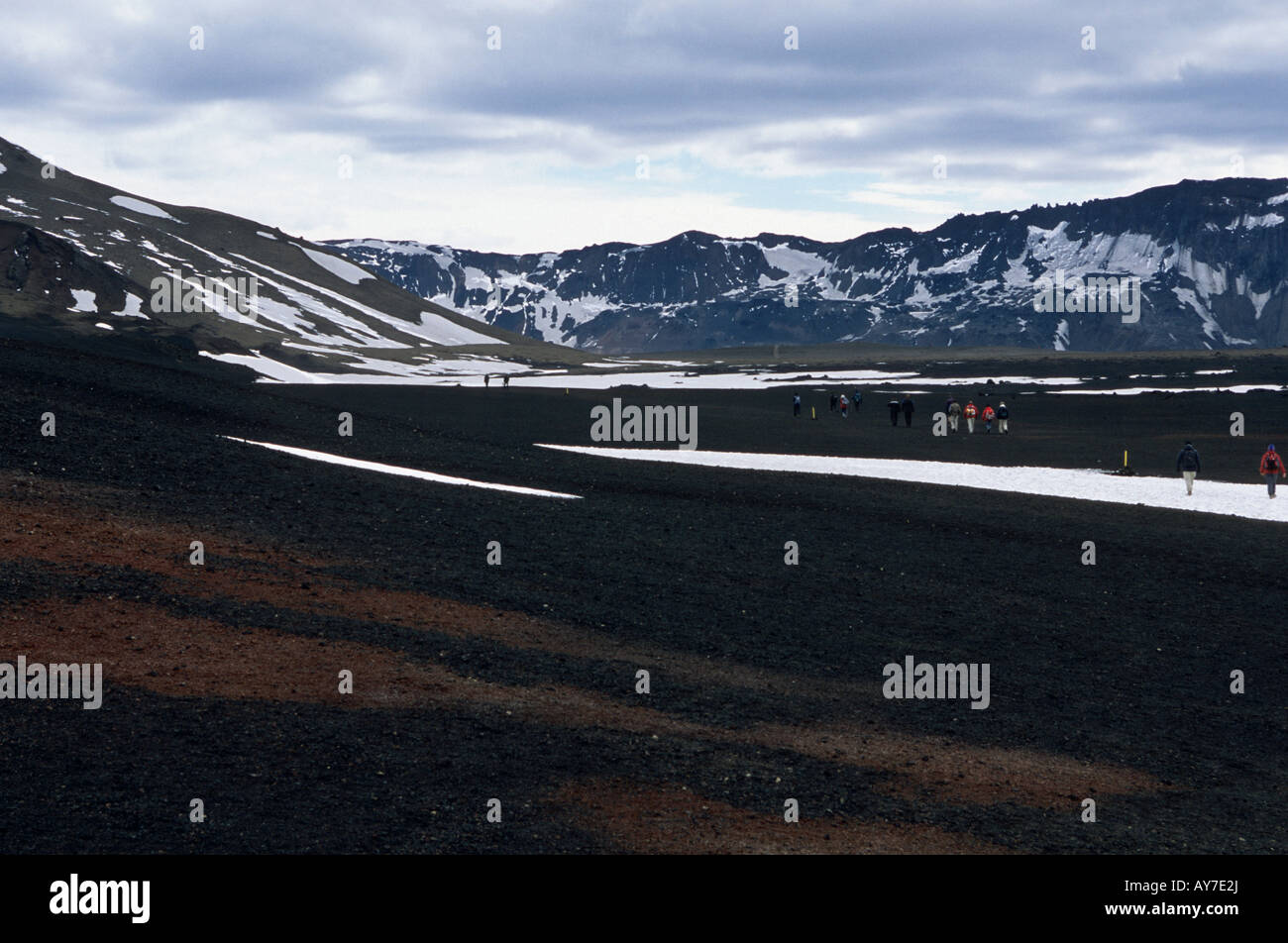 Les touristes en Islande Askja Banque D'Images