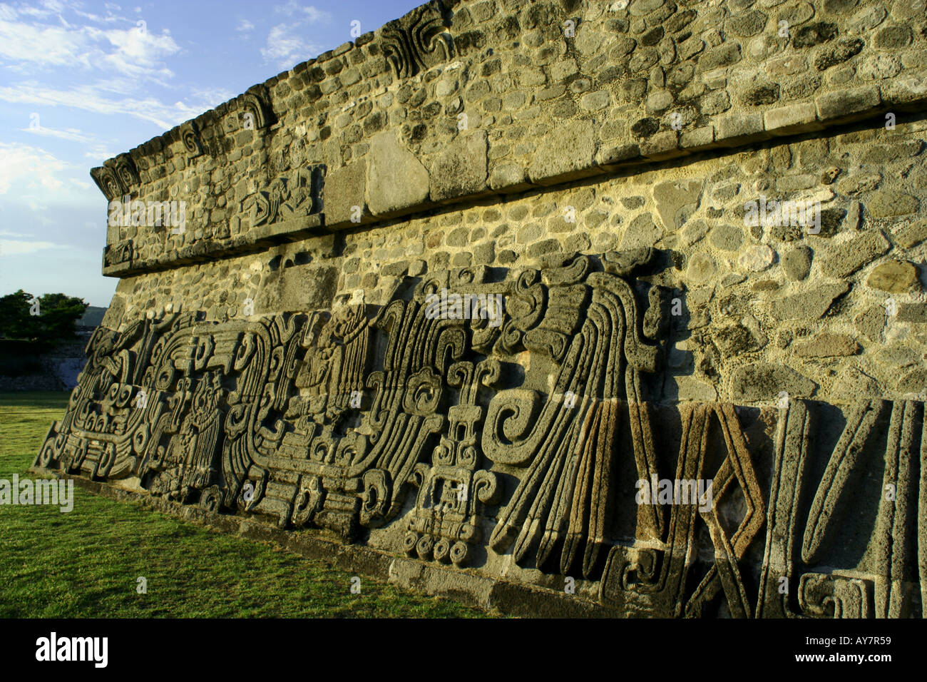 Xochicalco Bas-Relief Banque D'Images