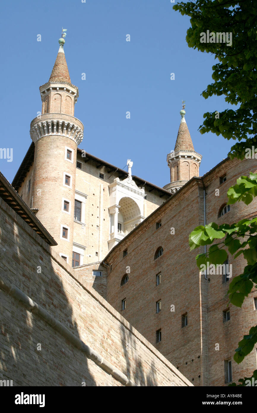 Tours spectaculaires du Palais Ducal à Urbino, les marches, les Marches, Italie Banque D'Images