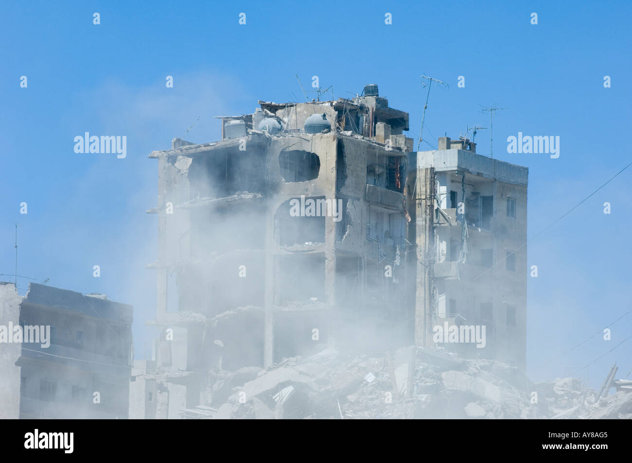 Les bâtiments détruits dans la zone du Hezbollah à Beyrouth Liban Banque D'Images