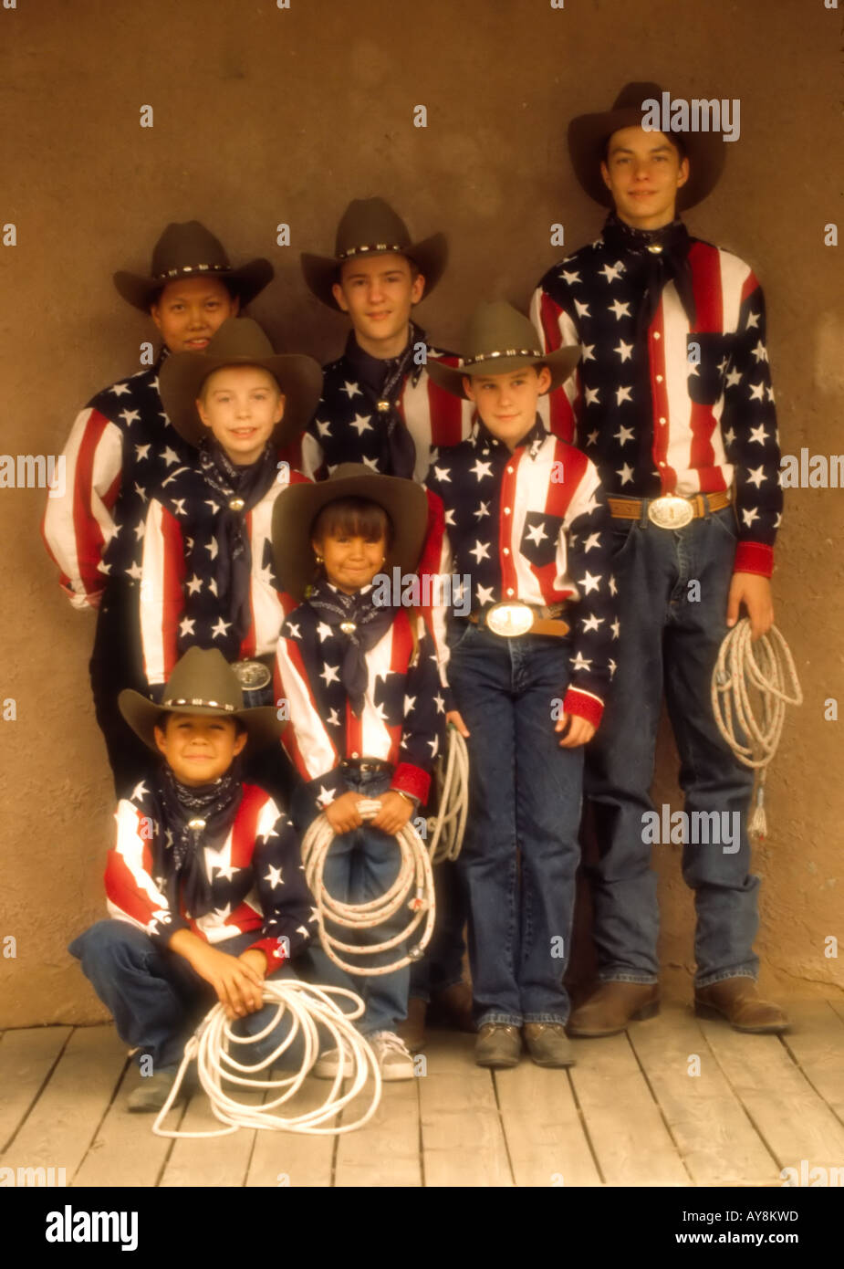 L 'Cactus Cowboy Corral' mis sur un spectacle au lasso, à 'Vieux jours' Lincoln de Lincoln, Nouveau Mexique. Banque D'Images