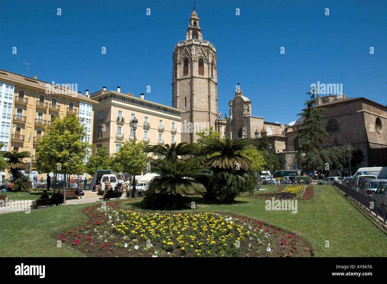 Espagne Valence Valencia Province la place de la Reine et de la cathédrale Banque D'Images