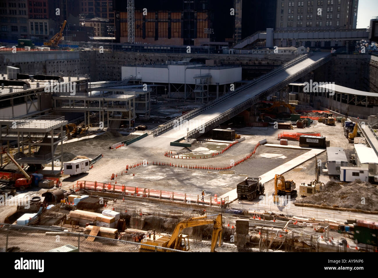 Le Ground Zero chantier de construction dans le Lower Manhattan New York City Financial District scène du 11 septembre 2001 Banque D'Images