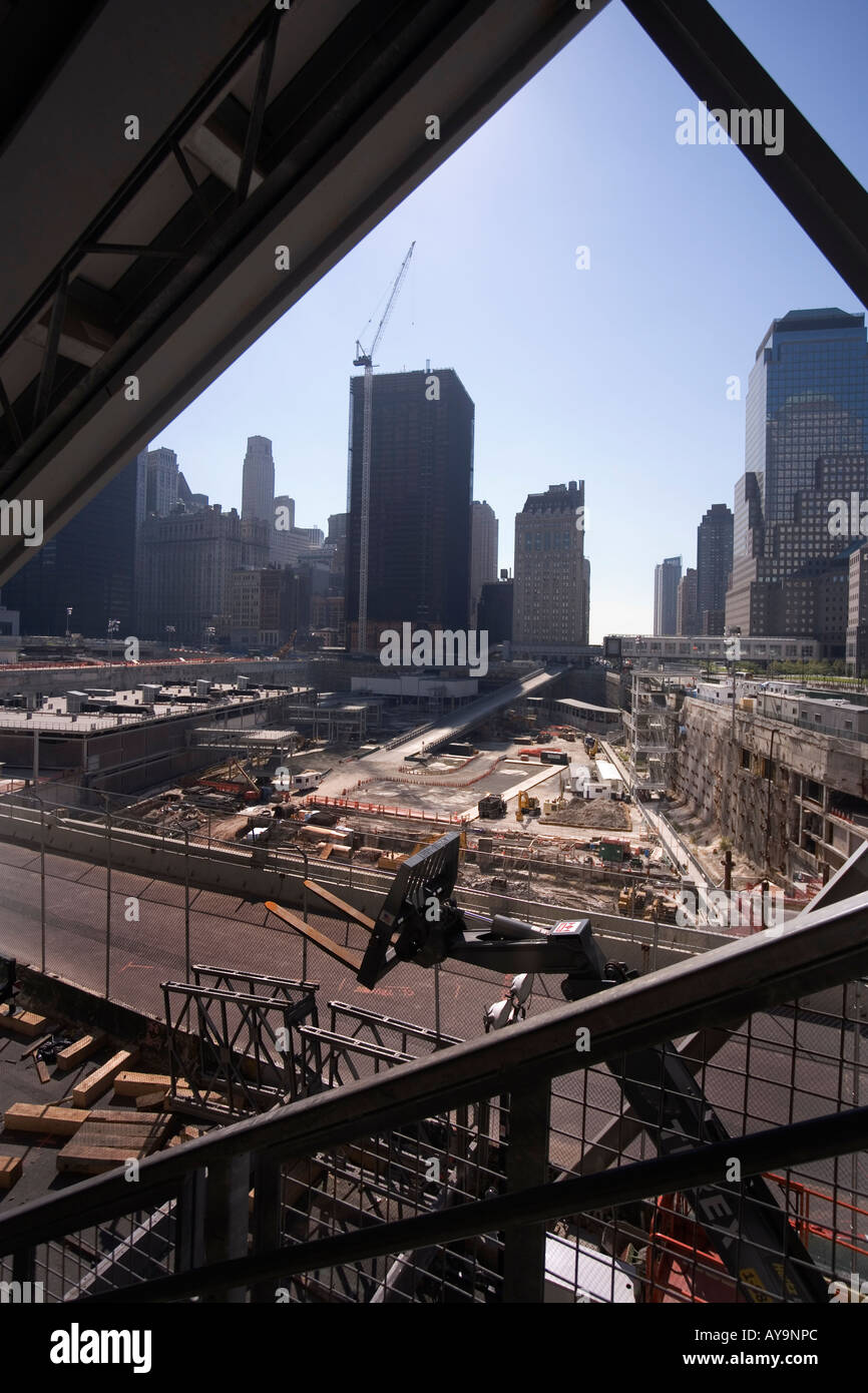 Le Ground Zero chantier de construction dans la région de lavis de Manhattan New York City Financial District scène du 11 septembre 2001 Banque D'Images