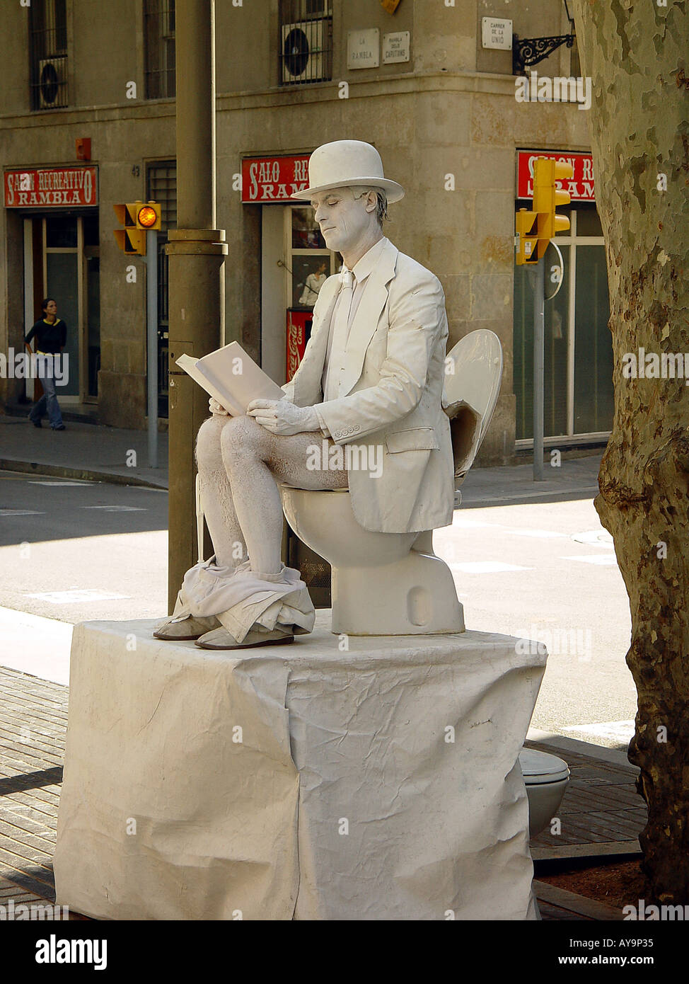Artiste de rue Las Ramblas Barcelone Espagne Banque D'Images