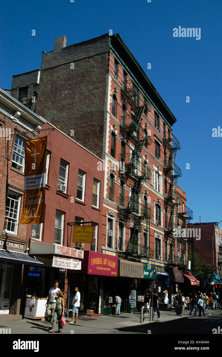 La Bleecker Street à Greenwich Village, New York City Banque D'Images