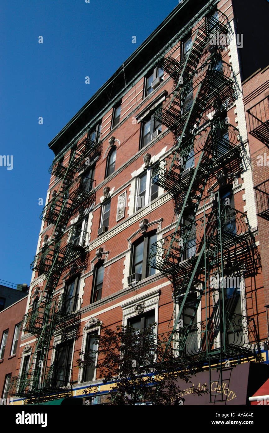 Un incendie s'échappe à Greenwich Village, New York City, États-Unis Banque D'Images