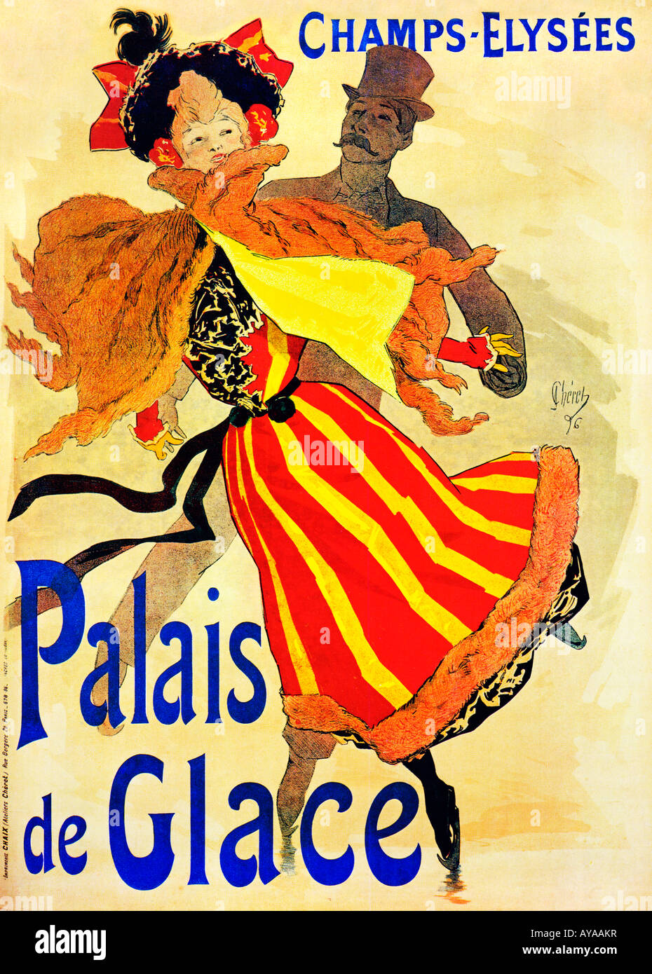 Cheret Palais de glace 1896 affiche Art Nouveau de Jules Cheret pour le quartier parisien patinoire Banque D'Images