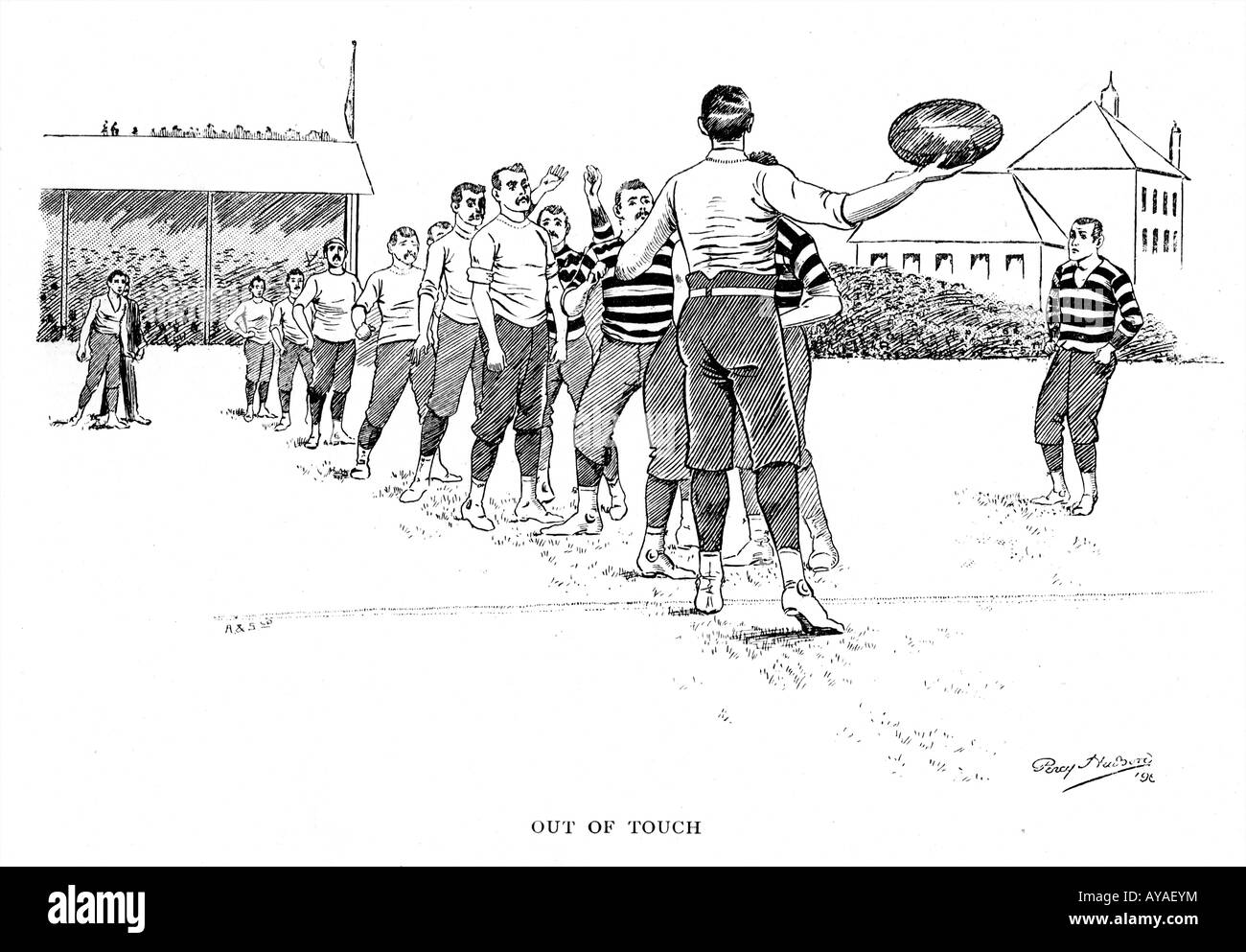 Hors de Contact 1896 Illustration d'une situation de jeu du livre de B Fletcher Robinson sur rugby football Banque D'Images