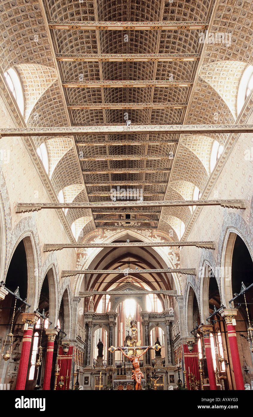 Santo Stefano vue de l'intérieur détail de la décoration Venice Banque D'Images