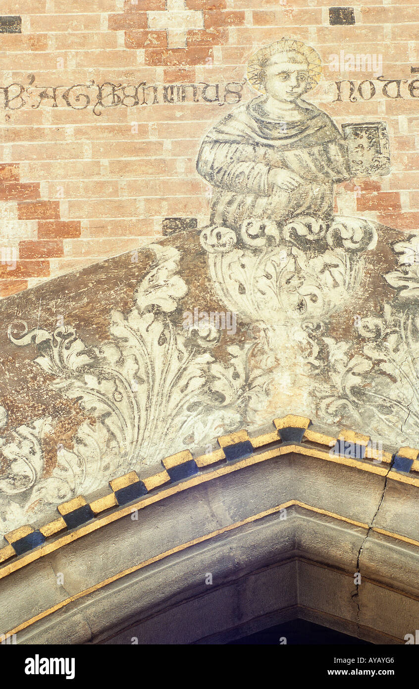 Santo Stefano fresque murale intérieur détail d'un moine ou d'une saint Venise Banque D'Images