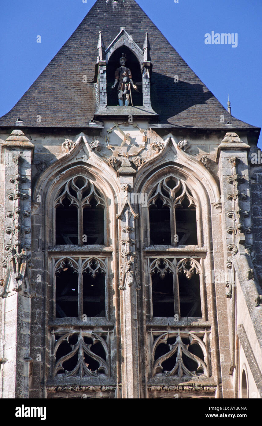 St Nicholas Church Clock Tower Beaumont le Roger Banque D'Images