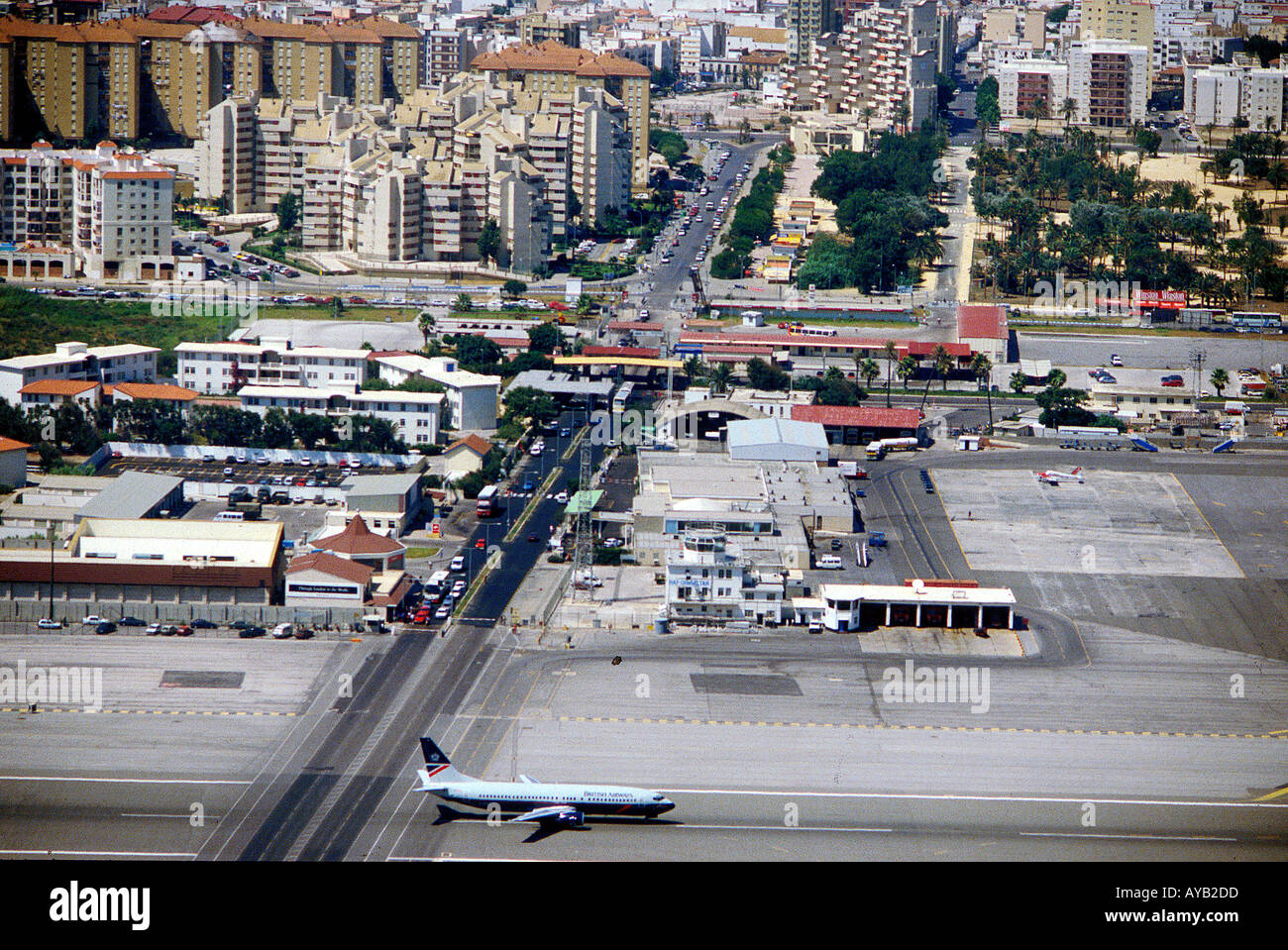 L'aéroport de Gibraltar et des douanes avec l'Espagne Banque D'Images