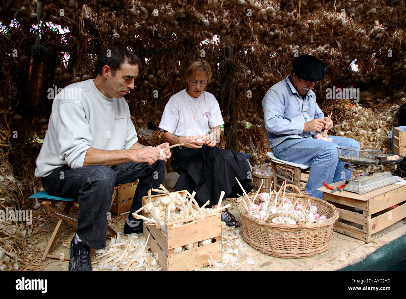 Fête traditionnelle : la fête de l'ail à Lautrec, Tarn, France. Banque D'Images