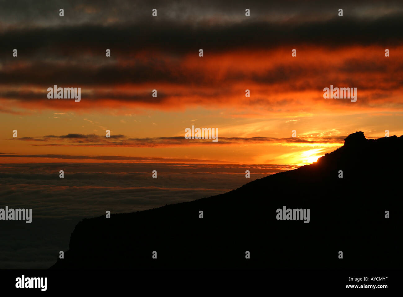 Lever du soleil à pic Mawenzi NP Tanzanie Kilimandjaro Banque D'Images