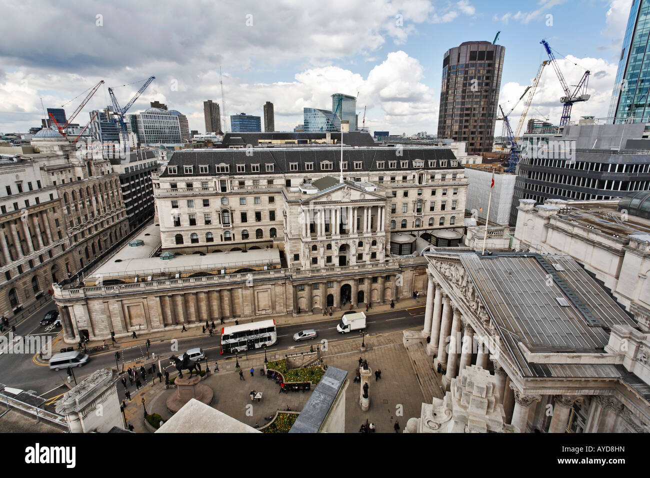 La Banque d'Angleterre dans le paysage de la ville. Banque D'Images
