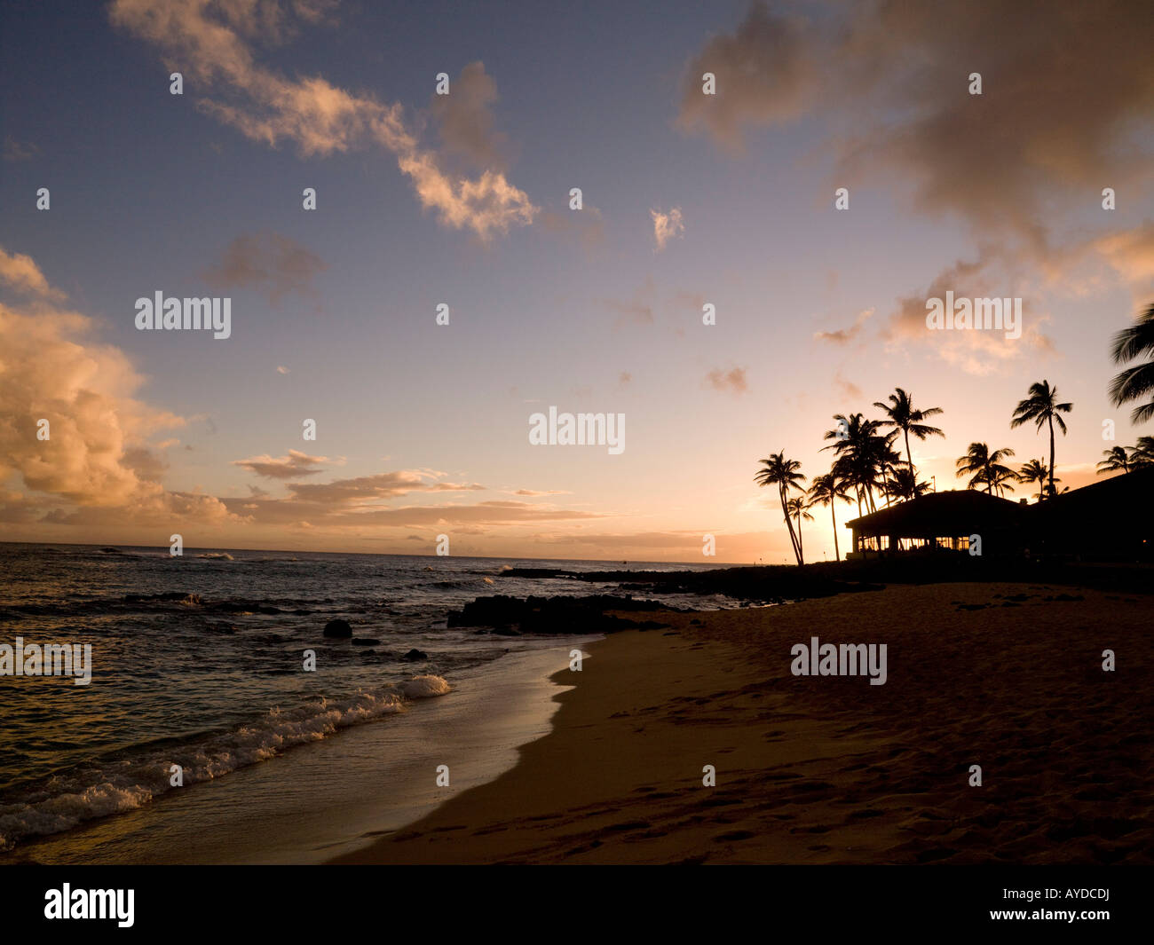 Plage, Poipu, Kauai, Hawaï Banque D'Images