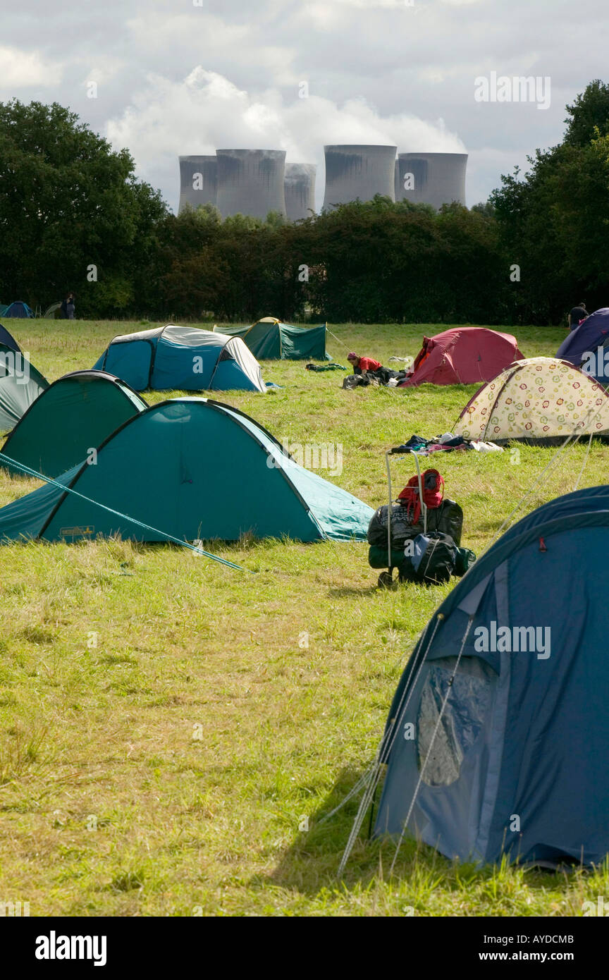Le Camp climatique camp de protestation par Drax Power Station, Selby, Yorkshire, UK Banque D'Images
