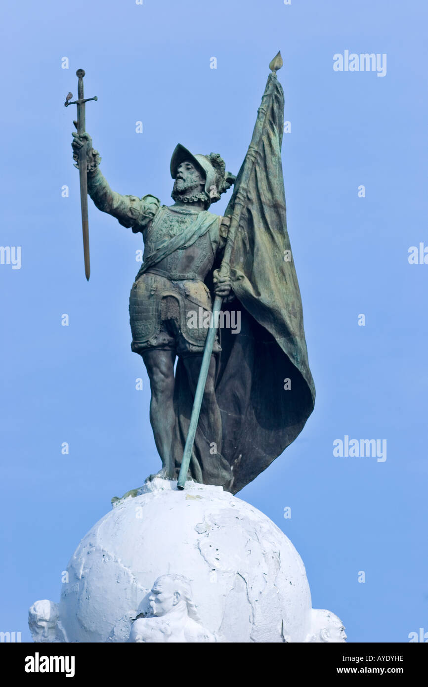 Vasco Nuñez de Balboa Statue, Panama City, République du Panama, de l'Amérique centrale Banque D'Images