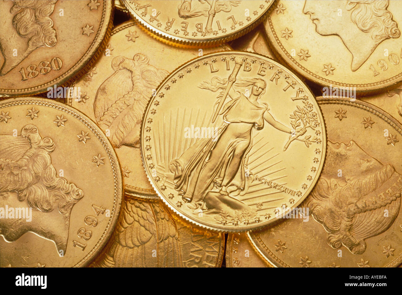Pièces d'or en dollars canadiens la liberté Banque D'Images