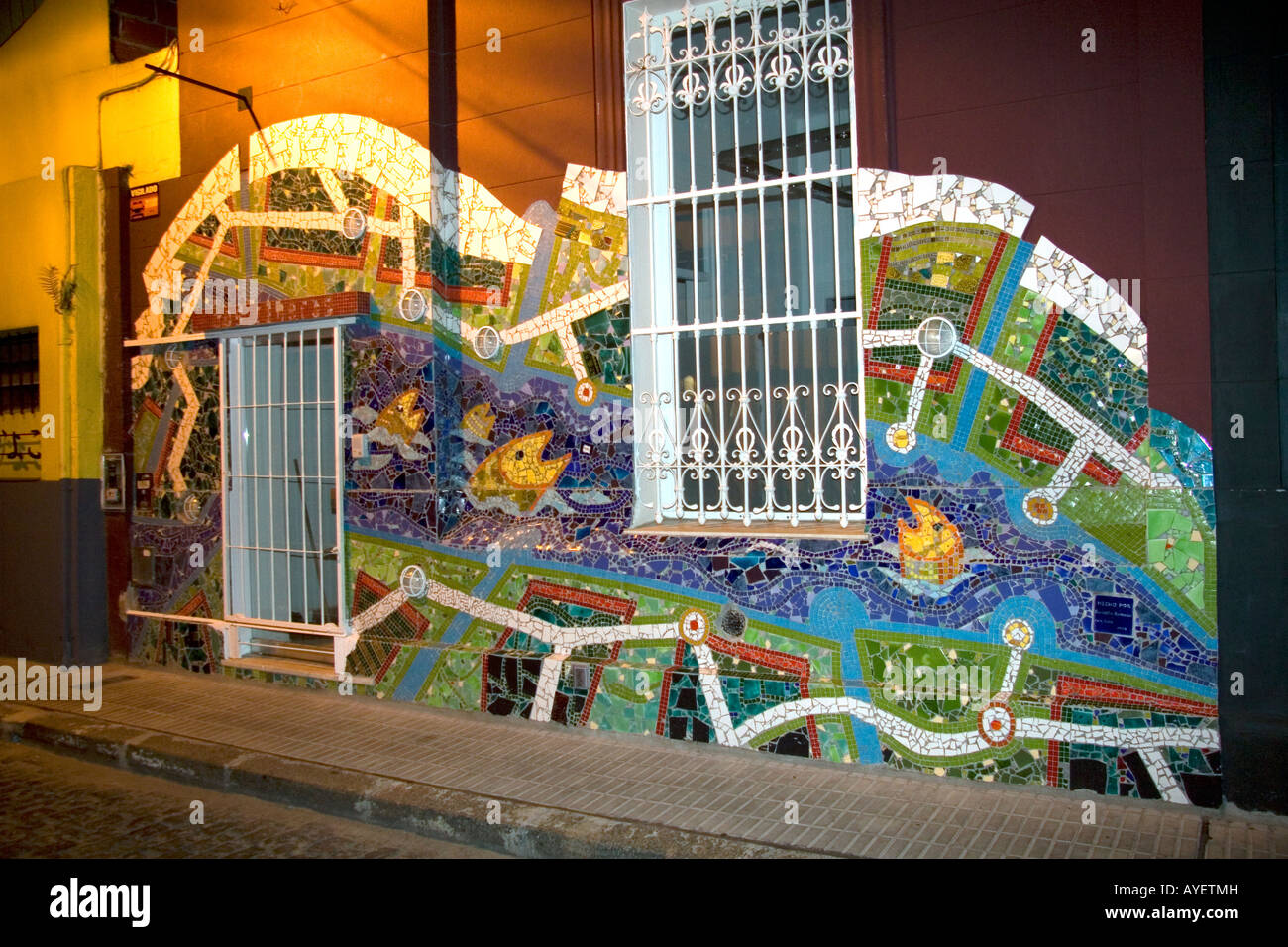 Mosaïque murale sur le côté d'un immeuble de Buenos Aires Argentine Banque D'Images